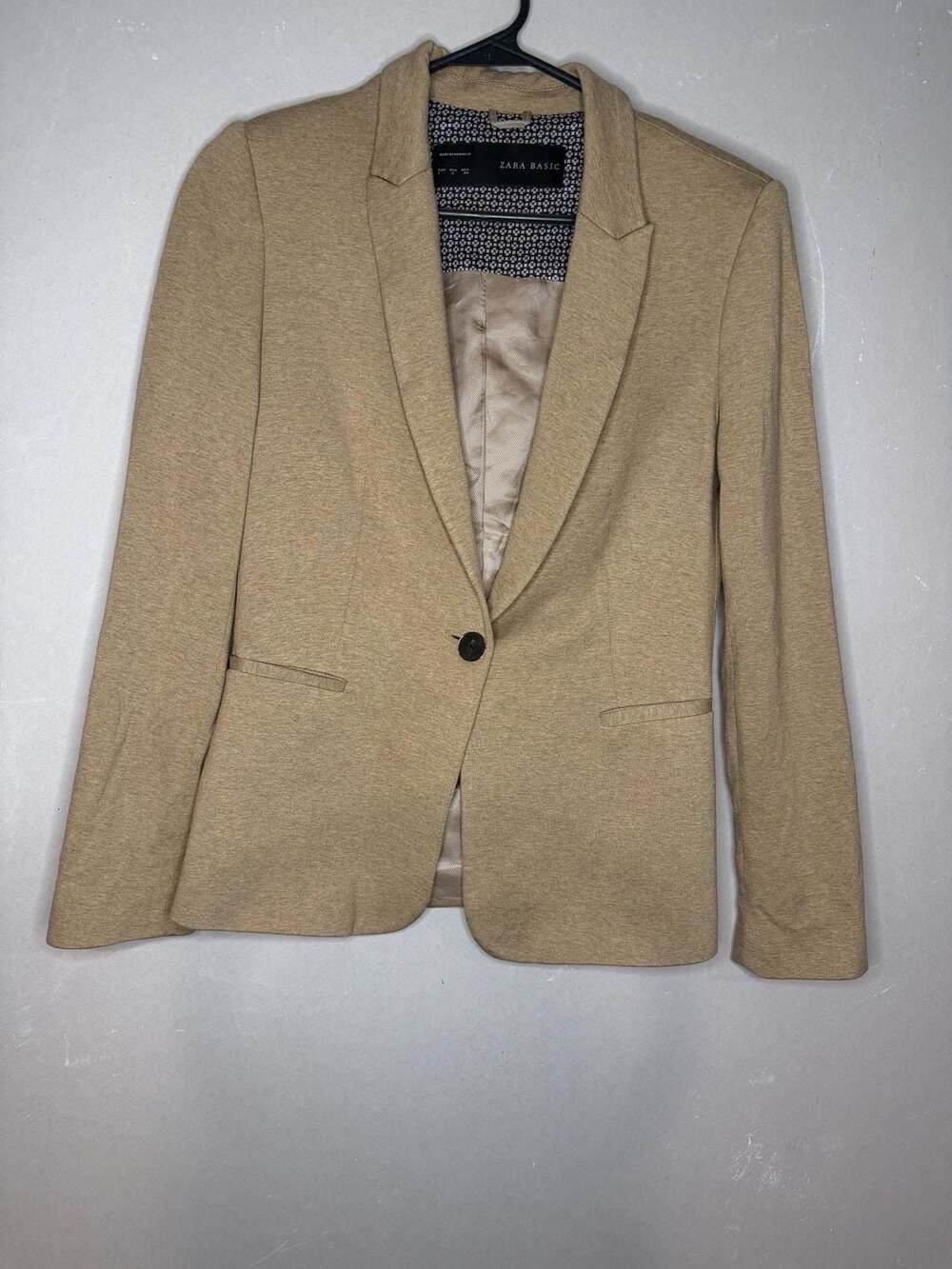 Zara Basic Women's Tan One-Button Structured Blaz… - image 1